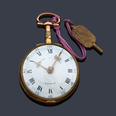 : HIGGS & EVANS London n&ordm; 9700, reloj catalina soner&iacute;a con caja en oro amarillo de 18 K. sig. XVIII.