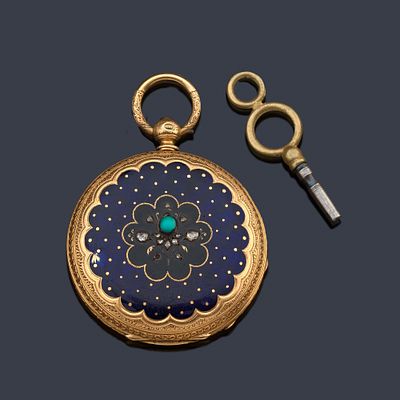 : CHARLES H. GROSCLAUDE & Cie n&ordm; 30139, reloj saboneta con caja en oro amarillo de 18 K con esmalte.