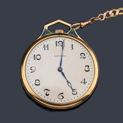 : LONGINES n&ordm; 4155983, reloj lepin Art Noveau con caja en oro amarillo de 18 K y esmalte. Con 