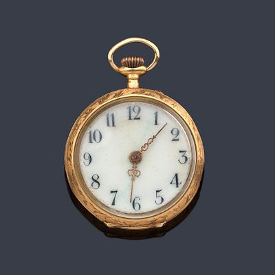 : Reloj de colgar en oro rosa de 18 K. Reloj de colgar en oro rosa de 18 K. Esfera blanca con 