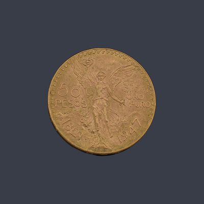 : Moneda de 50 pesos Mexicanos en oro de 22K. Moneda de 50 pesos Mexicanos en oro de 22K.