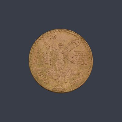 : Moneda de 50 pesos Mexicanos en oro de 22K. Moneda de 50 pesos Mexicanos en oro de 22K.