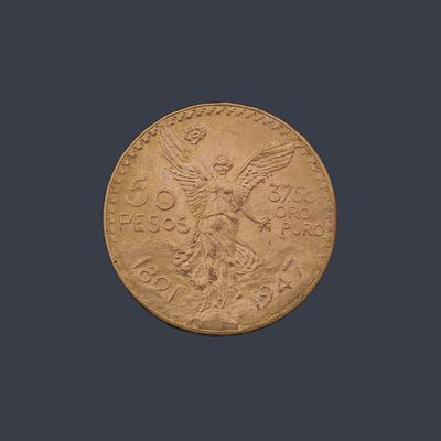 : Moneda de 50 pesos Mexicanos en oro de 22K. Moneda de 50 pesos Mexicanos en oro de 22K.