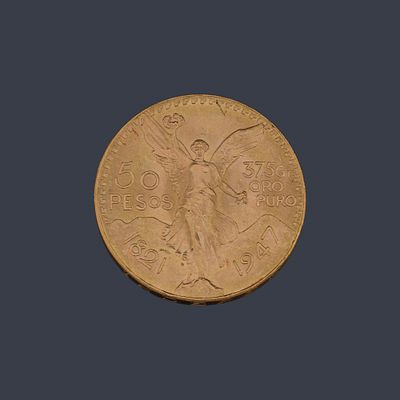 : Moneda de 50 pesos Mexicanos en oro de 22K. Moneda de 50 pesos Mexicanos en oro de 22K.