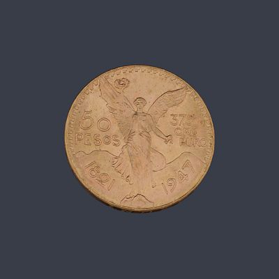 : Moneda de 50 pesos Mexicanos en oro de 22K. Moneda de 50 pesos Mexicanos en oro de 22K.