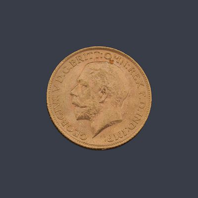 : Moneda de libra esterlina, Jorge V en oro de 22 K. Moneda de libra esterlina, Jorge V en oro 