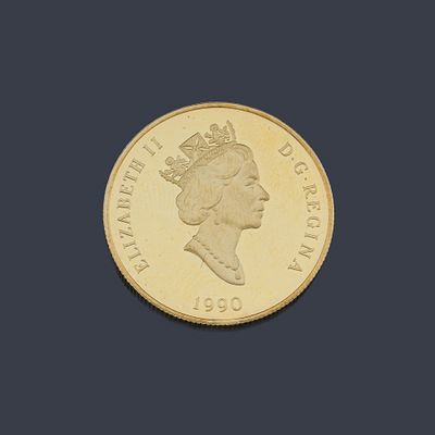 : Moneda conmemorativa Isabel II 100 d&oacute;lares Canada en oro de 22 K. Moneda conmemorativa Isabel 