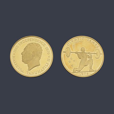 : Dos monedas conmemorativas Samoa en oro de 22 K. Dos monedas conmemorativas Samoa en oro de 