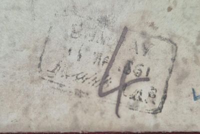 A Bearing Cover from Bombay to Agra dt 19th April, 1861 showing in box "BOMBAY/ 19