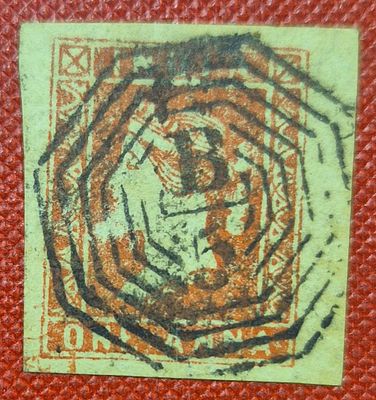 Q.V. 1 Anna, Die l , B/5 used in Akyab (BURMA)