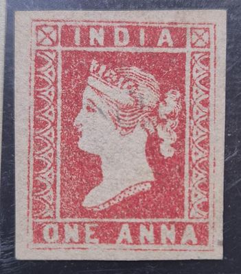 Q.V. 1 Anna, Die l, fresh unused with four margins, SG#12, cat £225.
A superb copy
