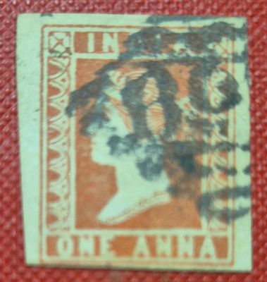 Q.V. 1 Anna, Die lll, used , fair to large margins on threes sides but close at the bottom.