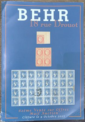 BEHR OCTOBER 2025 AUCTION CATALOGUE CONTAINS RARE INDIAN ITEMS LOTS .OVER 300 ART PAPER VOLUME. 