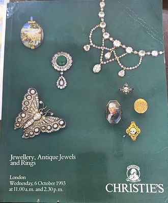 561993 CHRISTIES AUCTION CATALOGUE OF JEWELLRY, ANTIQUE JEWELS AND RINGS, 90 PAGES ART PAPER 
