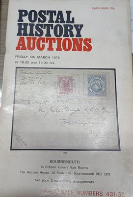 1976 POSTAL HISTORY AUCTION WITH PRICE REALIZATION LIST IN ROBSON LOWE'S SALE ROOMS INCLUDES 