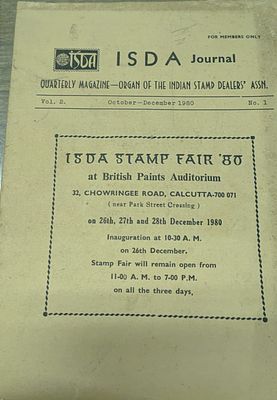 1980 I S D A JOURNAL, ORGAN OF THE INDIAN STAMP DEALERS' ASSOCIATION.