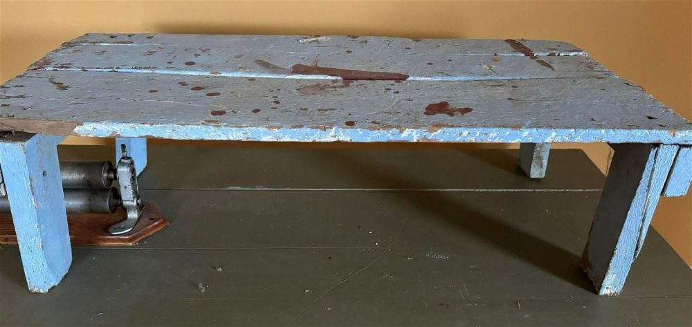 Lot 265: Antique Primitive Painted Double Bench