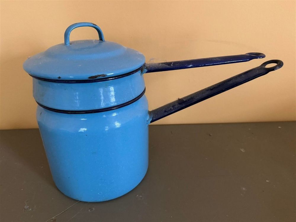 Lot 281: Vintage Enamel Double Boiler