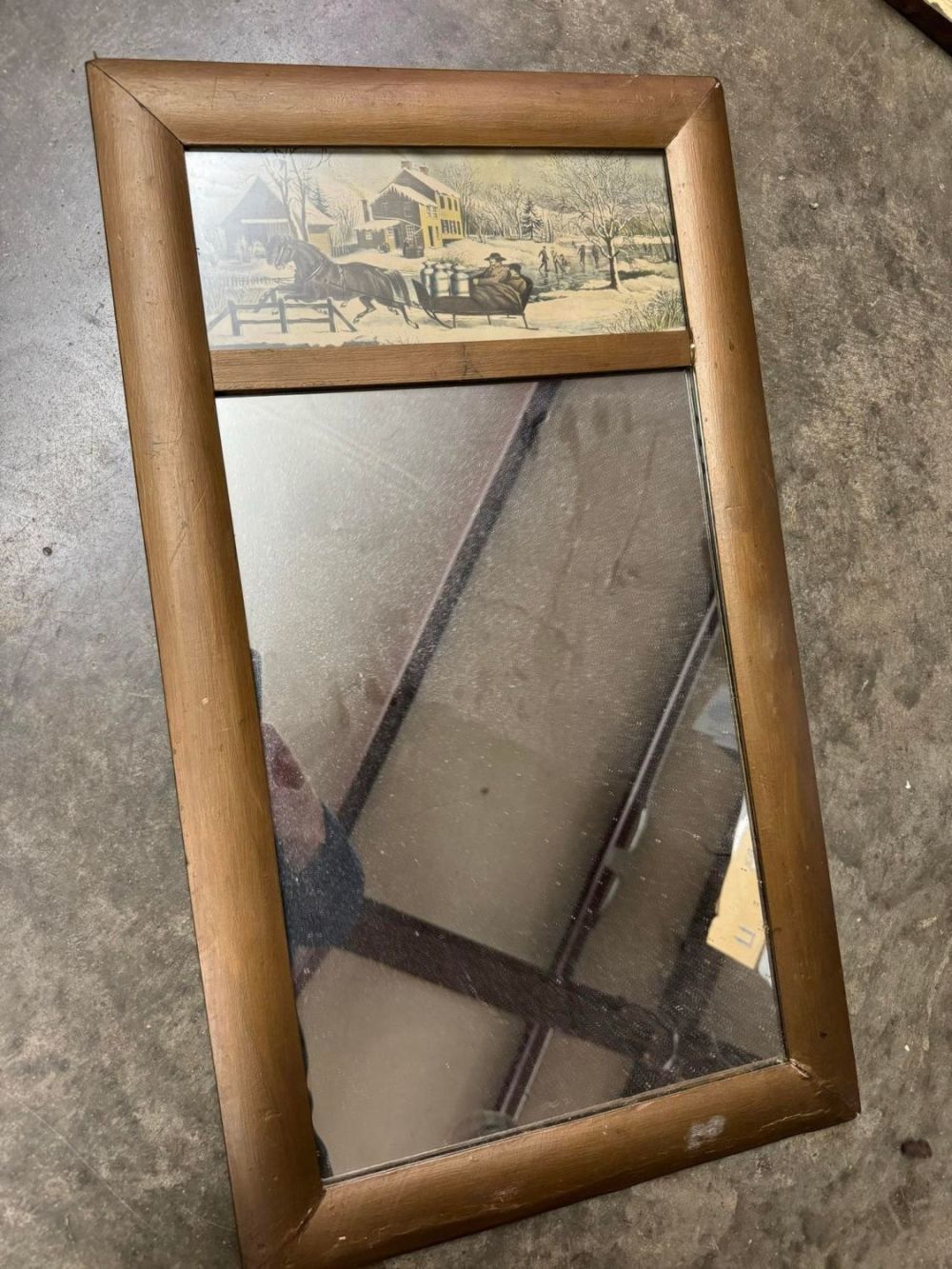 Lot 663: Winter Horse Scene Mirror