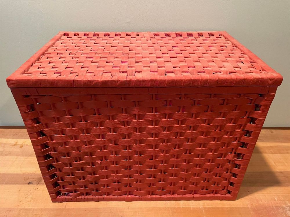 Lot 170: Large Basketweave Red Storage Box