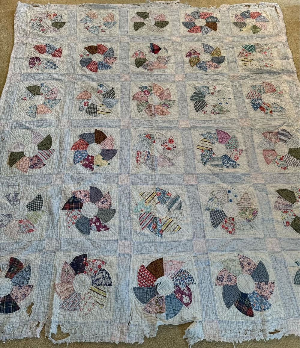 Lot 301: Hand Sewn Quit, Damage on Edges
