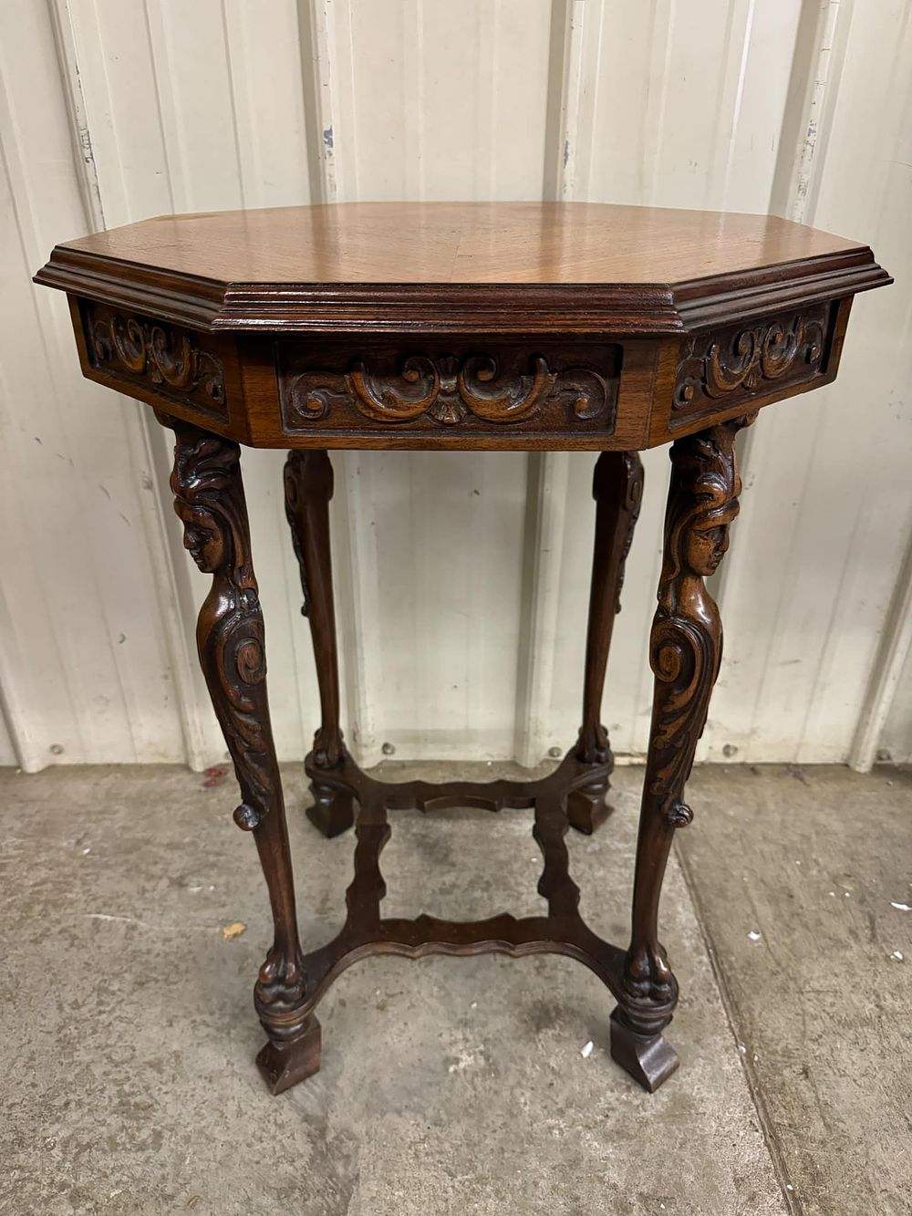 Lot 198: Antique Carved and Inlaid Italian Octagonal Table