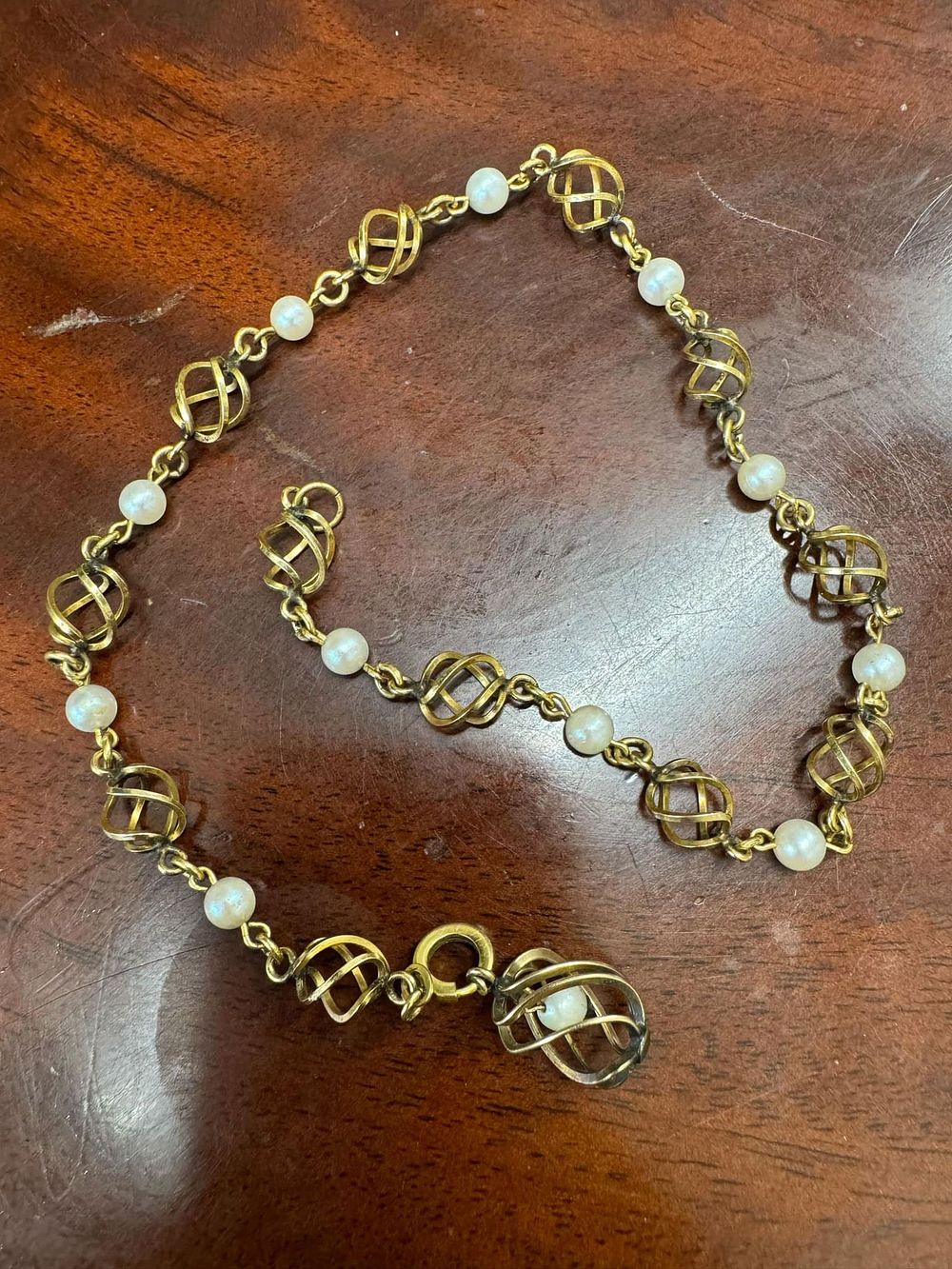 Lot 225: Vintage Pearl Necklace, Possibly Gold, Belonged to Family