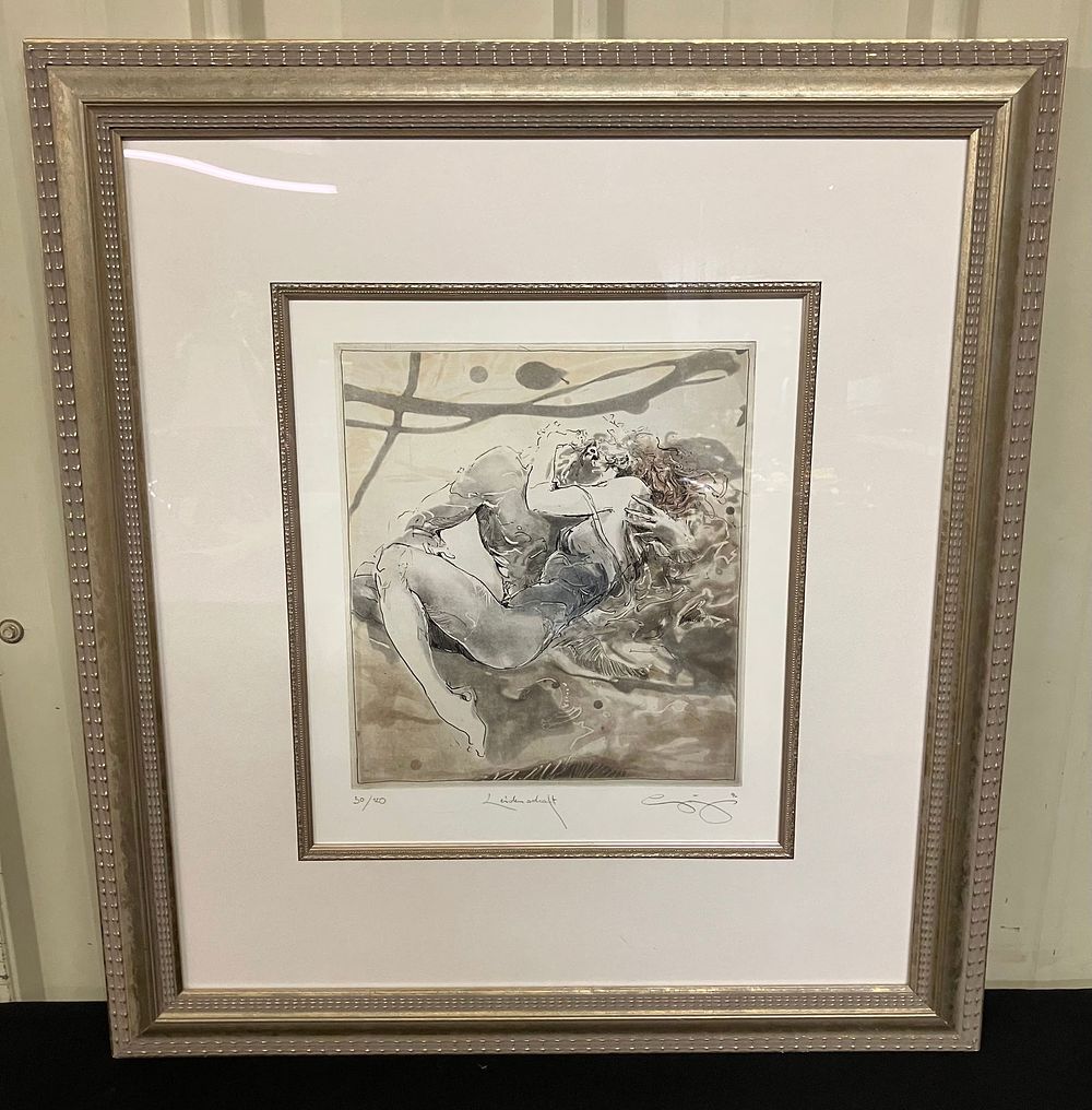 Lot 267: Limited Edition Jurgen Gorg Etching Art "Leidenschaft" Framed 30/120 Signed By Artist 24"X28"