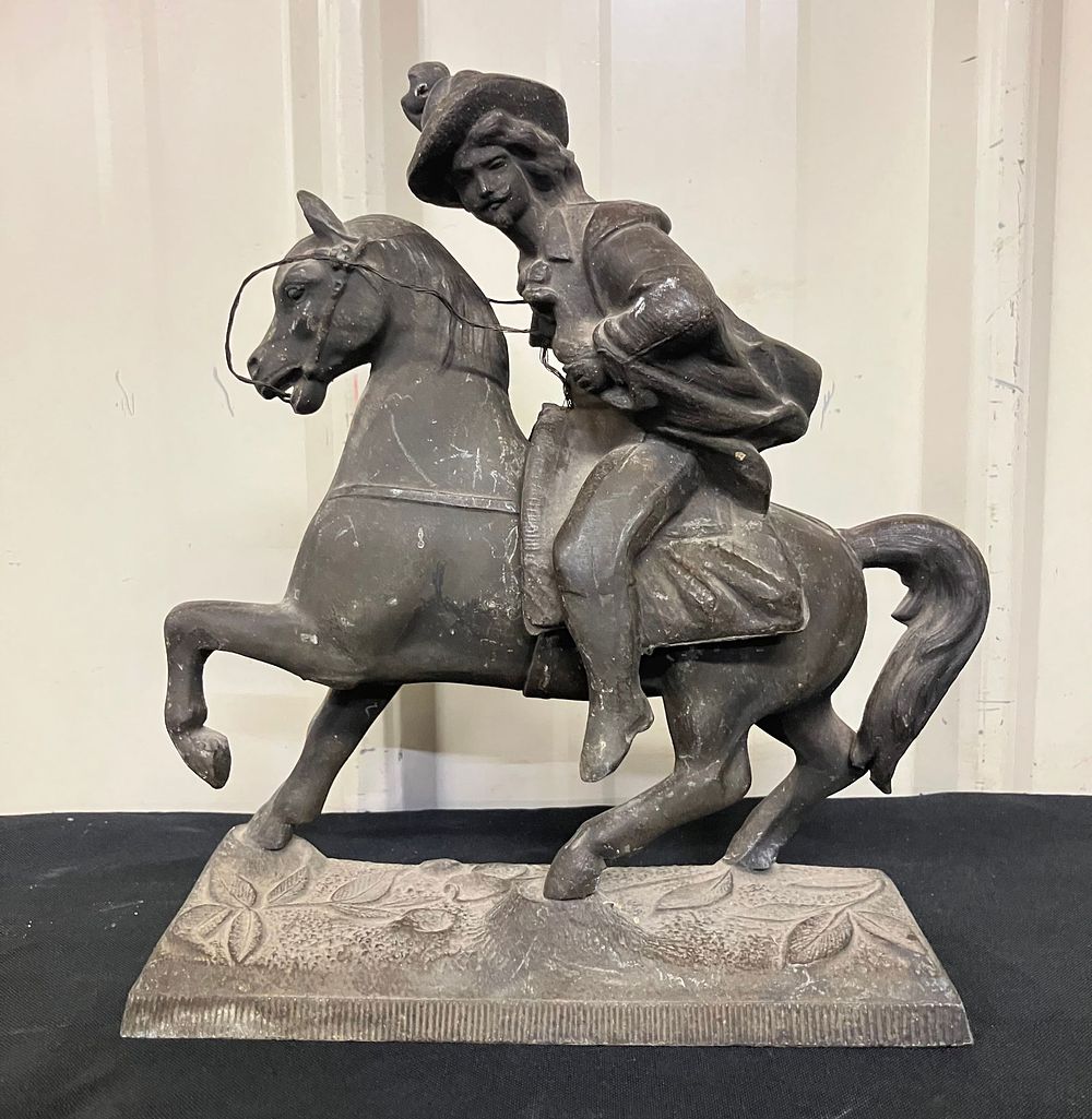 Lot 270: Antique Metal Sculpture Of Buffalo Bill On Horse Wild West Statue 10" Some Damage