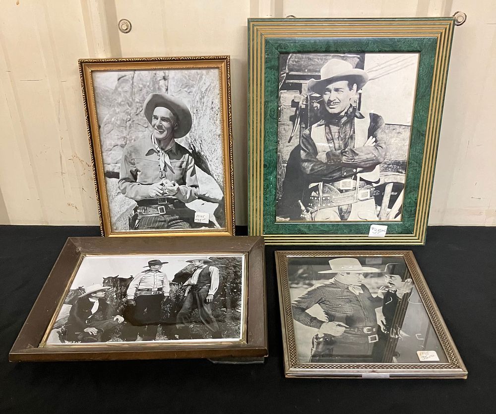 Lot 278: Lot Of 4 Old Western Photos - Cowboy Gunslinger Framed Photos (Largest 11" X 13"