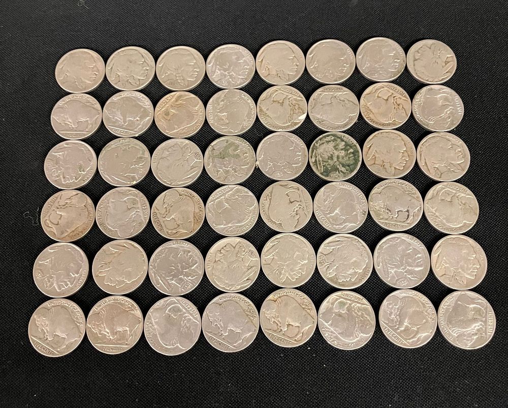 Lot 212: Collection Of 48 Indian Head Buffalo Nickels 1935-1937