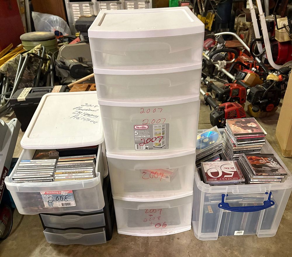 Lot 407: Set Of Plastic Containers/Cabinets With Large Collection Of CD's And DVD's
