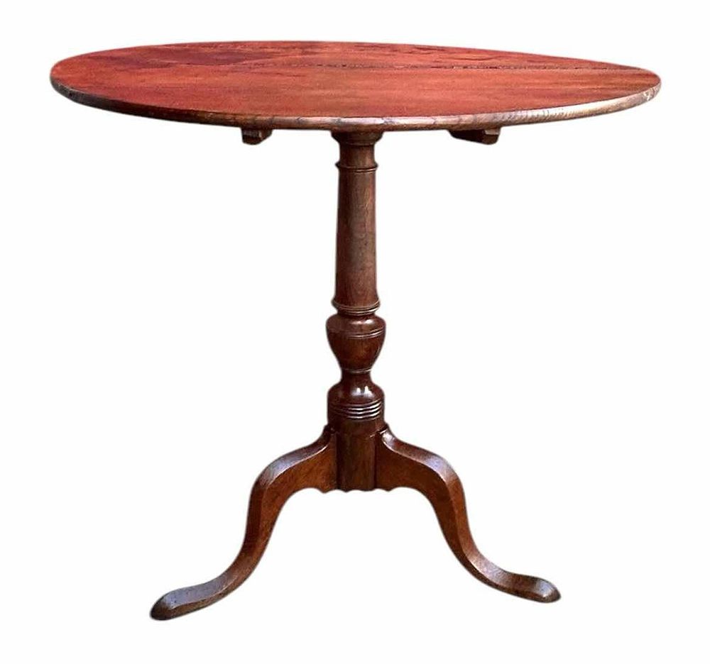 Lot 185: Early Walnut Tilt Top Tea Table With Queen Anne Feet 30"X46"
