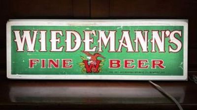 Vintage Wiedemann's Fine Beer Lighted Advertising Sign; Newport, KY. 3"X25"X9"