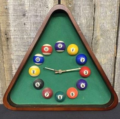 Vintage Billiards Pool Wall Clock 15"X15"