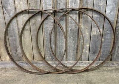 Set Of 4 Iron Wagon Wheel Rings 40"X2"