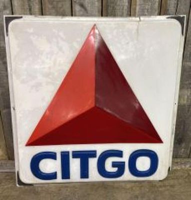 Large Embossed Citgo Sign, Original Gas Station Sign; 48"X48"