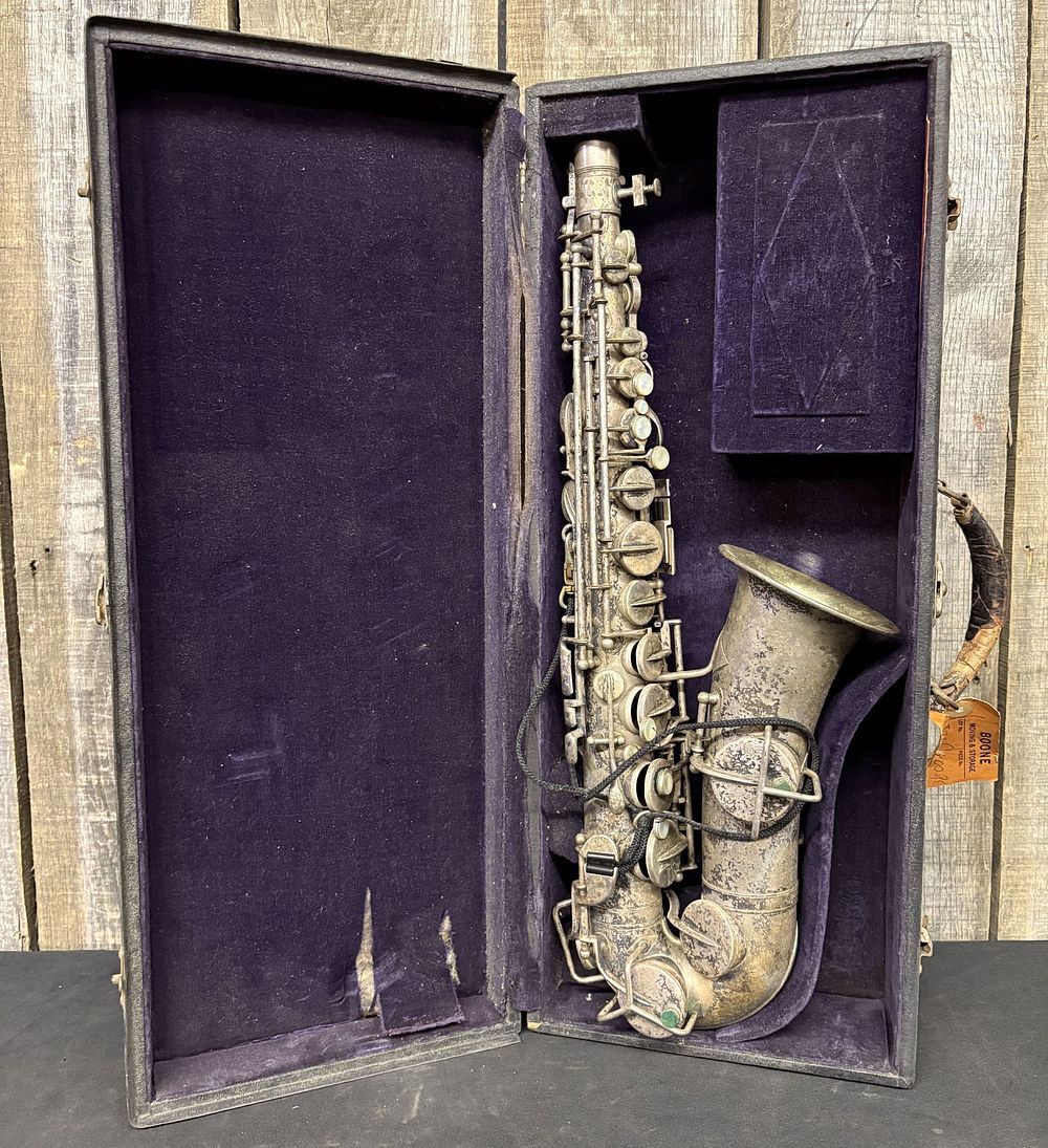 Antique Saxophone With Hard Case 22"X10"X4"