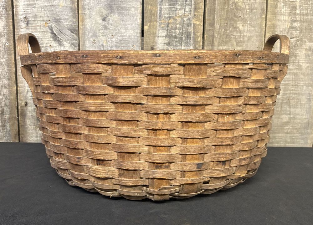 Large Vintage Handmade Basket 22"X11"