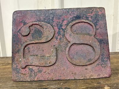 Early Cast Iron "28" House Or Dock Number Display 6"X10"X7"