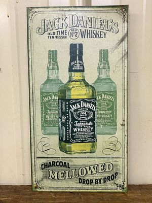 Jack Daniels Old Time Whiskey Metal Advertising Sign 8"X16"