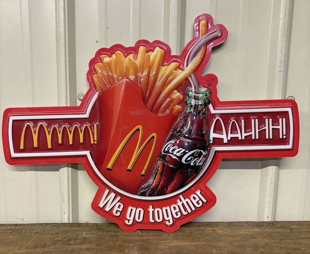 Lot 165: McDonald's - Coca-Cola  - We Go Together Advertising Sign 24"X18"