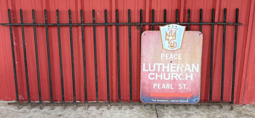 Lot 168: Early Heavy Wrought Iron Peace Lutheran Church Fence - Bowling Green, Ohio. 38"X84"X3"