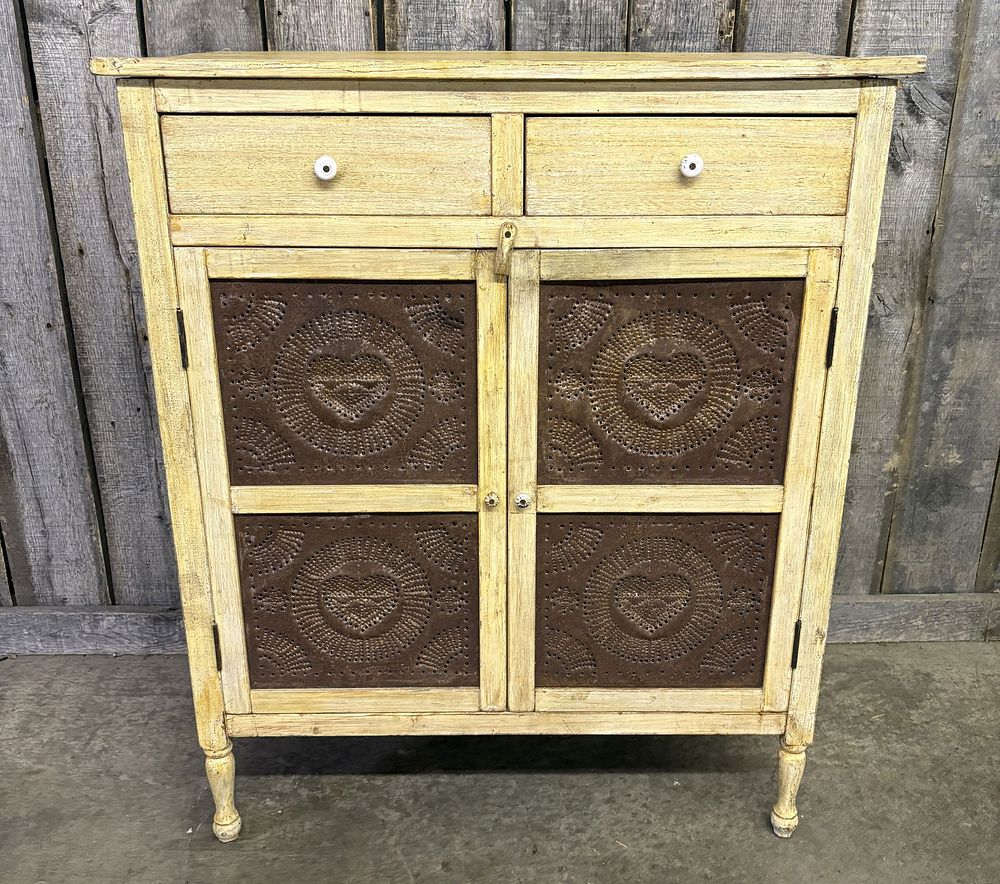 Lot 173: Primitive Style Farmhouse Punched Tin Pie Safe 21"X39"X46"