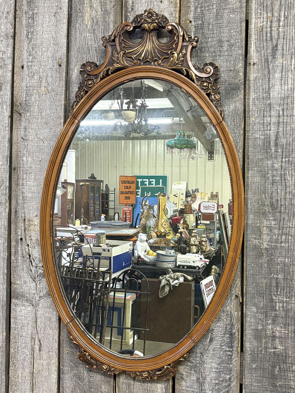 Lot 175: Vintage Oval Wall Mirror With Ornate Frame 26"X45"
