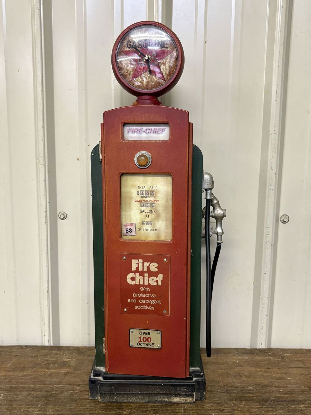 Lot 194: Fire Chief Wood Fuel Pump Display - Cabinet 6"X8"X24"