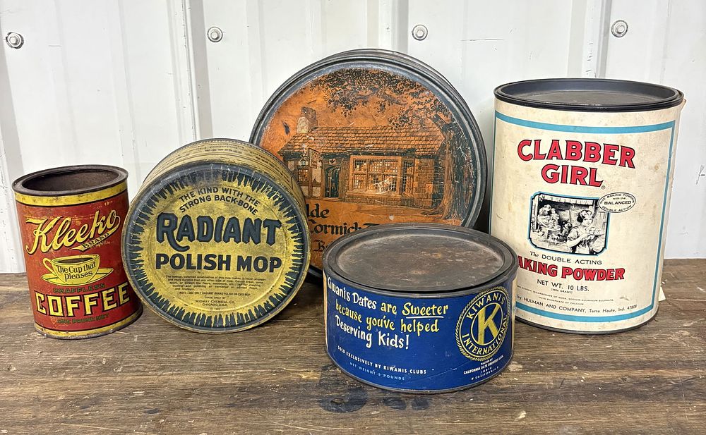 Lot 224: Collection Of Antique Coffee - Polish Tins (Largest 6"X6"X9")