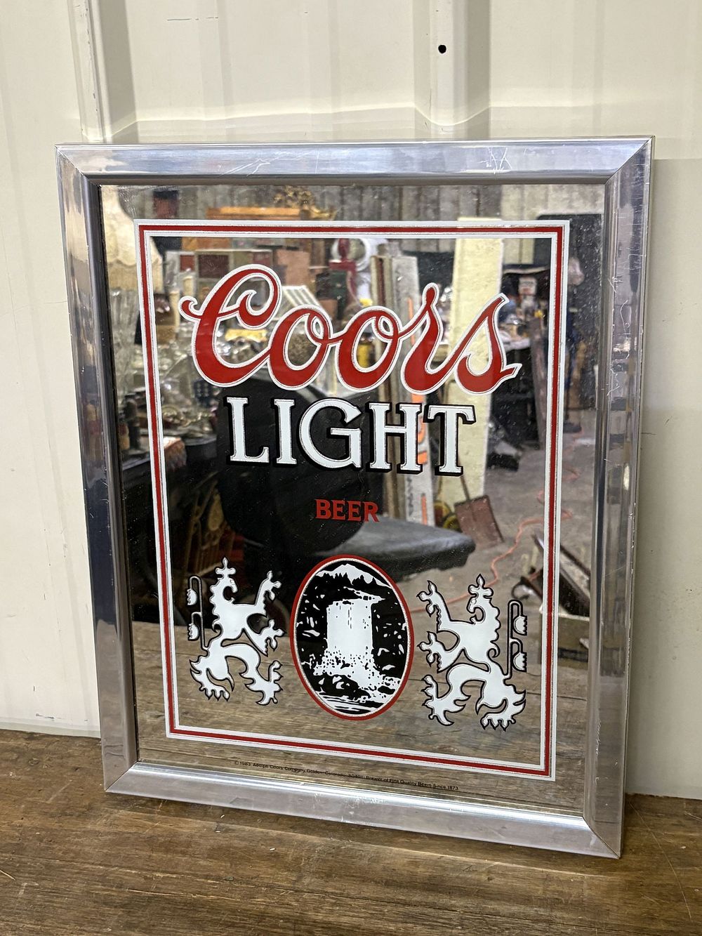 Lot 226: Modern Mirrored Coors Light Beer Bar Wall Display 15"X18"