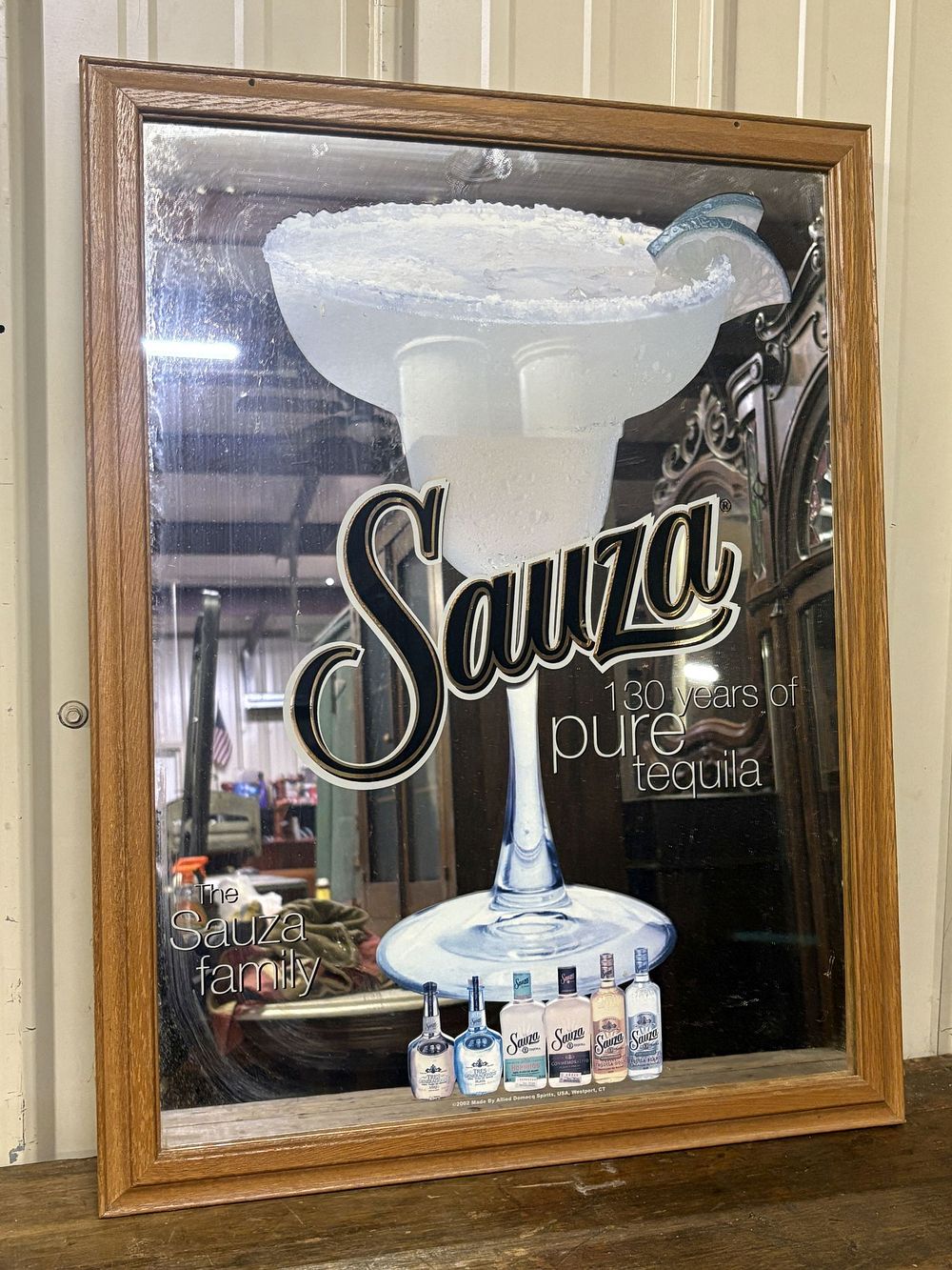 Lot 337: Framed Mirrored Sauza Tequila Bar Sign 20"X26"