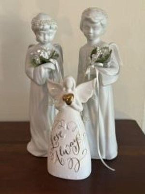 Three (3) Porcelain Angels - Tallest 3"x10"